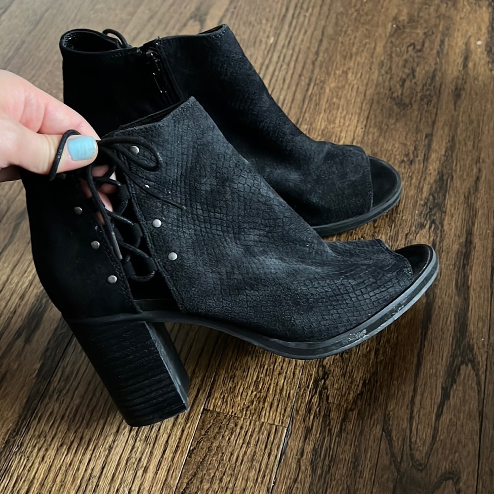 Black Peep Toe Bootie